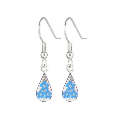 Forget Me Not, Teardrop Hanging Earrings, Transparent