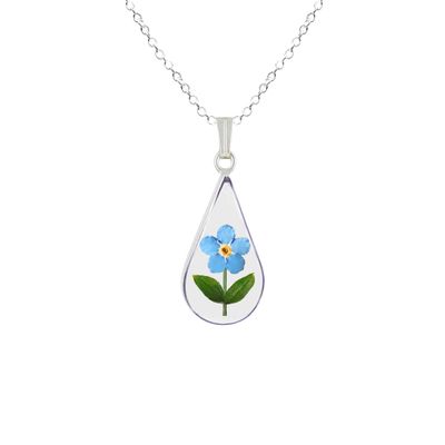 Forget Me Not Necklace, Small Teardrop, Transparent