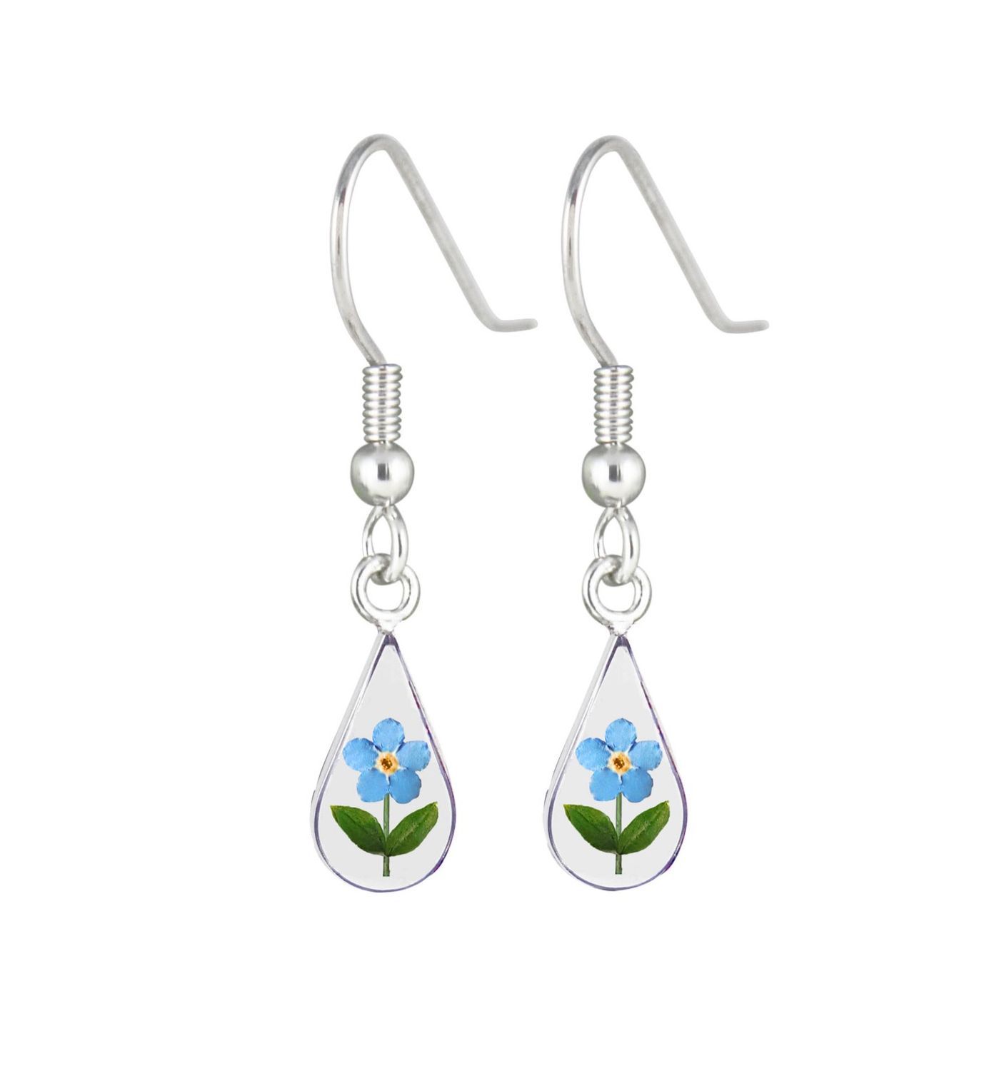 Forget Me Not, Small Teardrop Hanging Earrings, Transparent