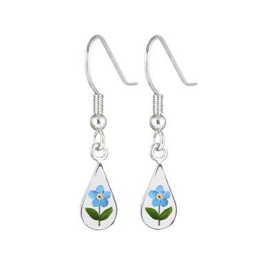 Forget Me Not, Small Teardrop Hanging Earrings, Transparent