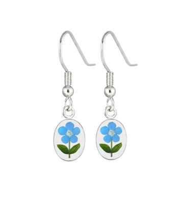 Forget Me Not, Small Oval Hanging Earrings, Transparent