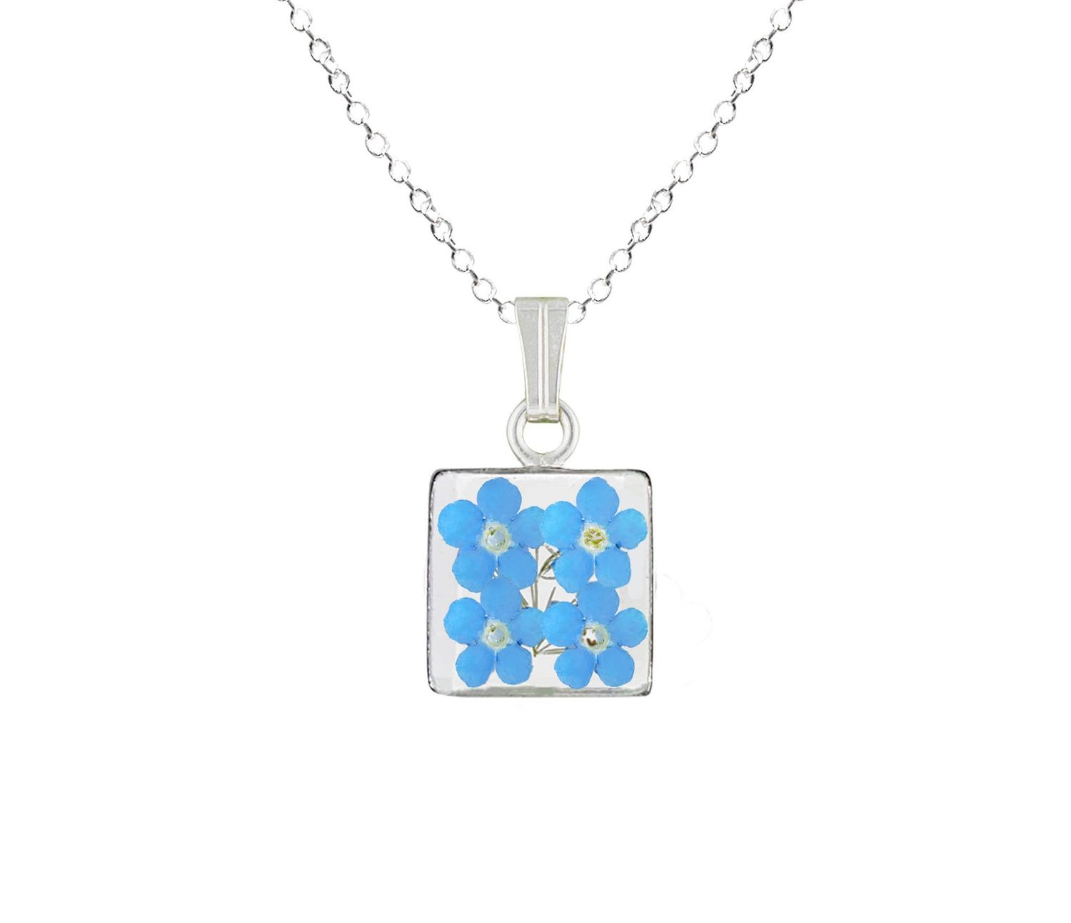 Forget Me Not Necklace, Small Square, Transparent