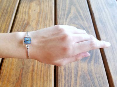 Forget Me Not, Small Square Bracelet, Transparent