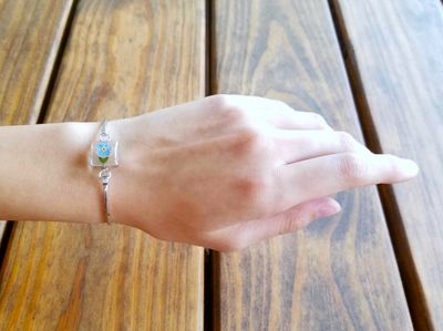 Forget-Me-Not, Small Square Bracelet, Transparent