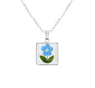 Forget Me Not Necklace, Small Square, Transparent