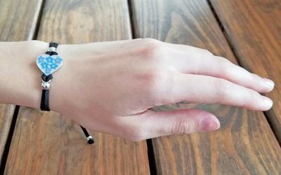Forget Me Not, Heart Leather Bracelet, Transparent