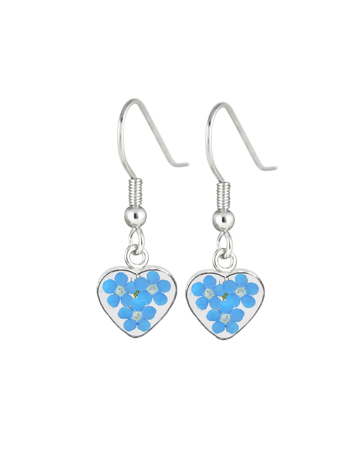 Forget-Me-Not, Small Heart Hanging Earrings, Transparent