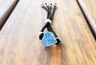 Forget Me Not, Heart Leather Bracelet, Transparent