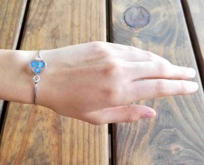 Forget Me Not, Small Heart Bracelet. Transparent