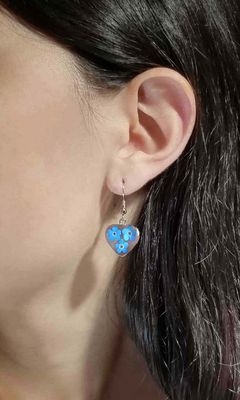 Forget-Me-Not, Small Heart Hanging Earrings, Transparent