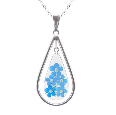 Forget-Me-Not Necklace, X-Large Swivel Teardrop, Transparent