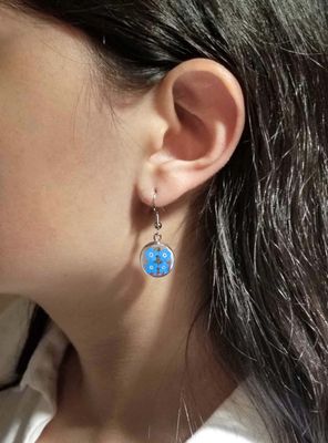 Forget Me Not, Small Circle Hanging Earrings, Transparent