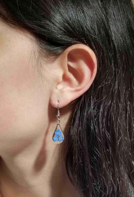 Forget Me Not, Teardrop Hanging Earrings, Transparent