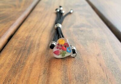 Rose and Multi-Flower Heart Leather Bracelet, White Background Rose and Multi-Flower Heart Leather Bracelet, White Background