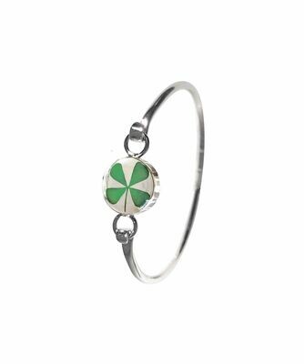 Four-Leaf Clover, Small Circle Bracelet, Transparent Four-Leaf Clover, Small Circle Bracelet, Transparent