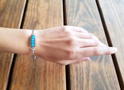 Real Forget Me Not, Medium Rectangle Bracelet, Transparent