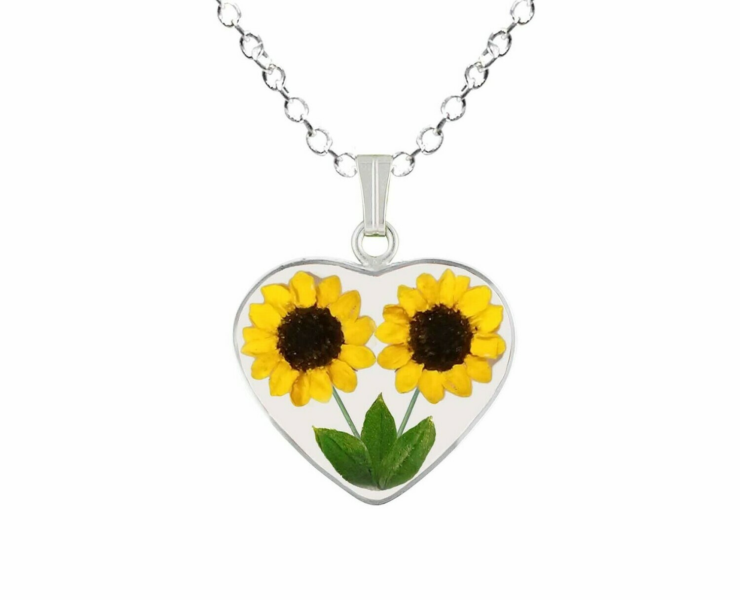 Sunflower Necklace, Medium Heart, Transparent Sunflower Necklace, Medium Heart, Transparent