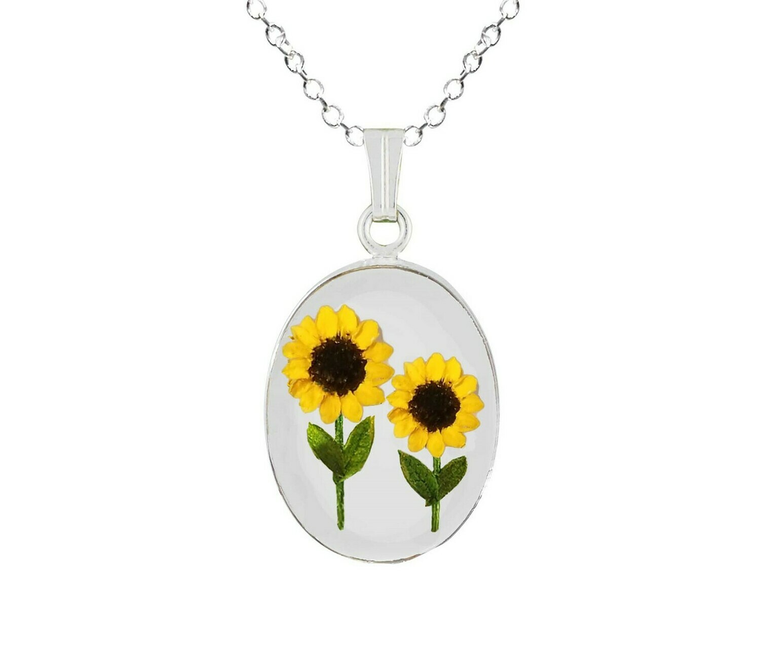 Sunflower Necklace, Medium Oval, Transparent Sunflower Necklace, Medium Oval, Transparent