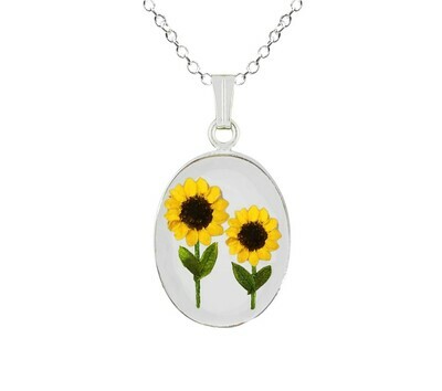 Sunflower Necklace, Medium Oval, Transparent Sunflower Necklace, Medium Oval, Transparent