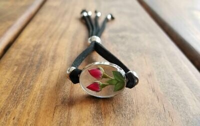 Roses Oval Leather Bracelet, Transparent Roses Oval Leather Bracelet, Transparent