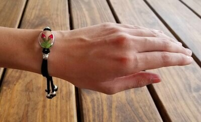 Roses Oval Leather Bracelet, Transparent