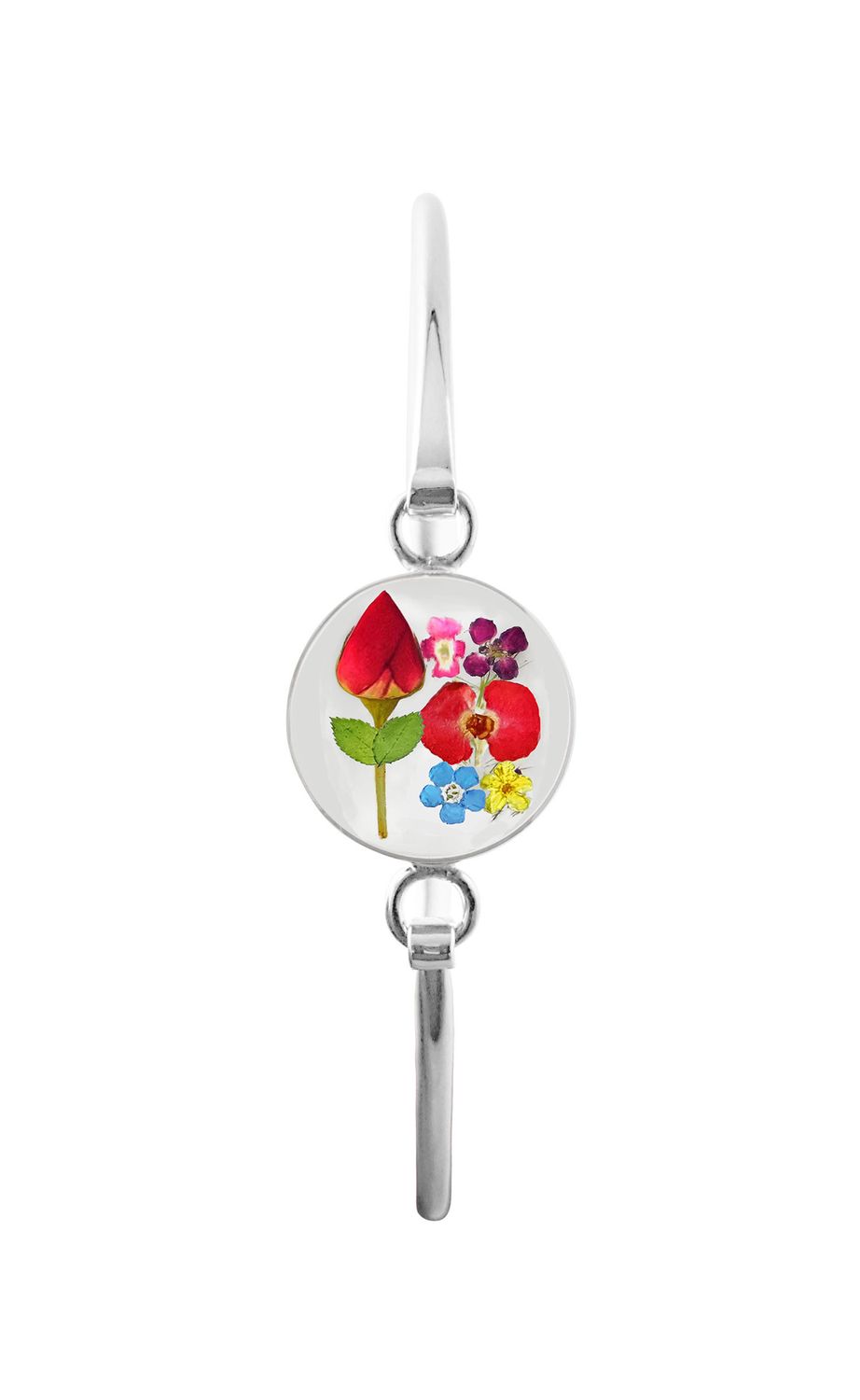 Rose &amp; Mix Flowers Medium Circle Bracelet, Transparent.