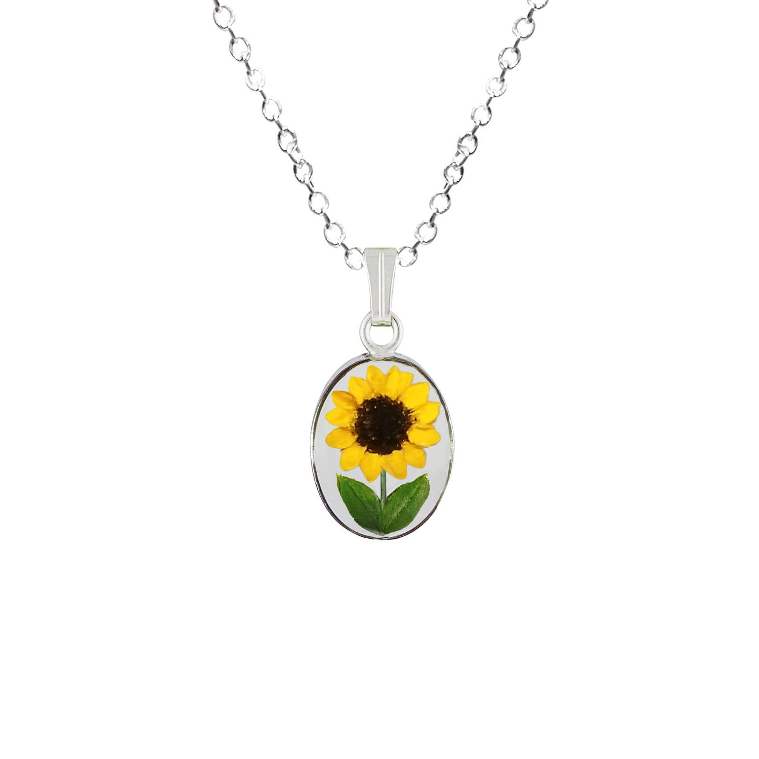Sunflower Necklace, Small Oval, Transparent