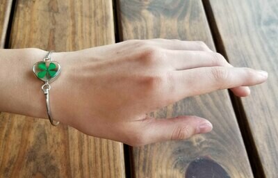 Four-Leaf Clover, Heart Bracelet, Transparent
