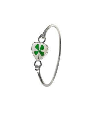 Four-Leaf Clover, Smalk Heart Bracelet, Transparent Four-Leaf Clover, Smalk Heart Bracelet, Transparent