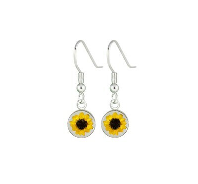 Sunflower, Small Circle Hanging Earrings, Transparent.