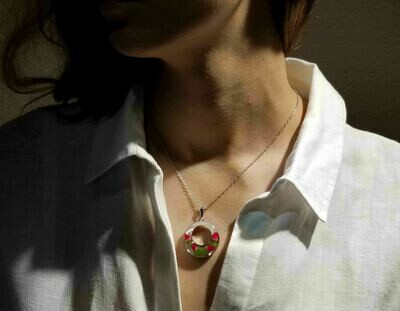 Rose Necklace, Full Moon, White Background