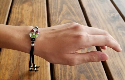 Roses Oval Leather Bracelet, White Background