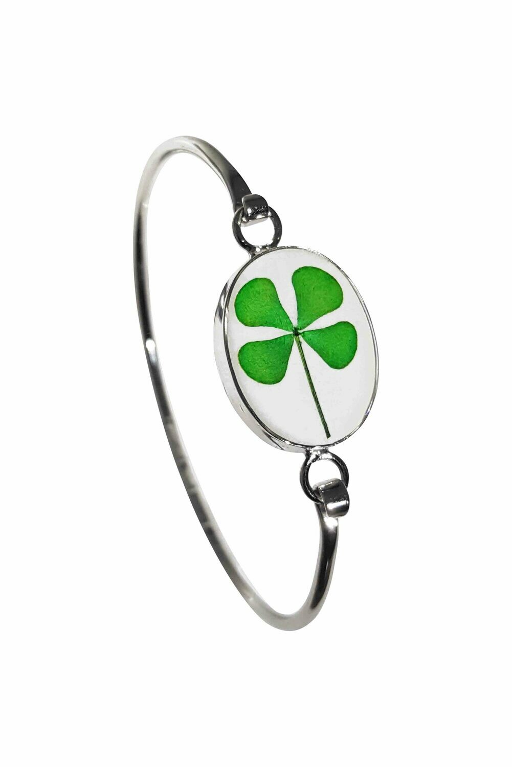 Four-Leaf Clover, Oval Bracelet, Transparent Four-Leaf Clover, Oval Bracelet, Transparent