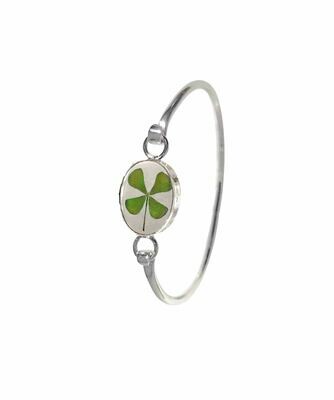 Four-Leaf Clover, Oval Bracelet, Transparent Four-Leaf Clover, Oval Bracelet, Transparent