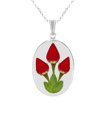 Real Roses Large Oval Necklace, Transparent Real Roses Large Oval Necklace, Transparent