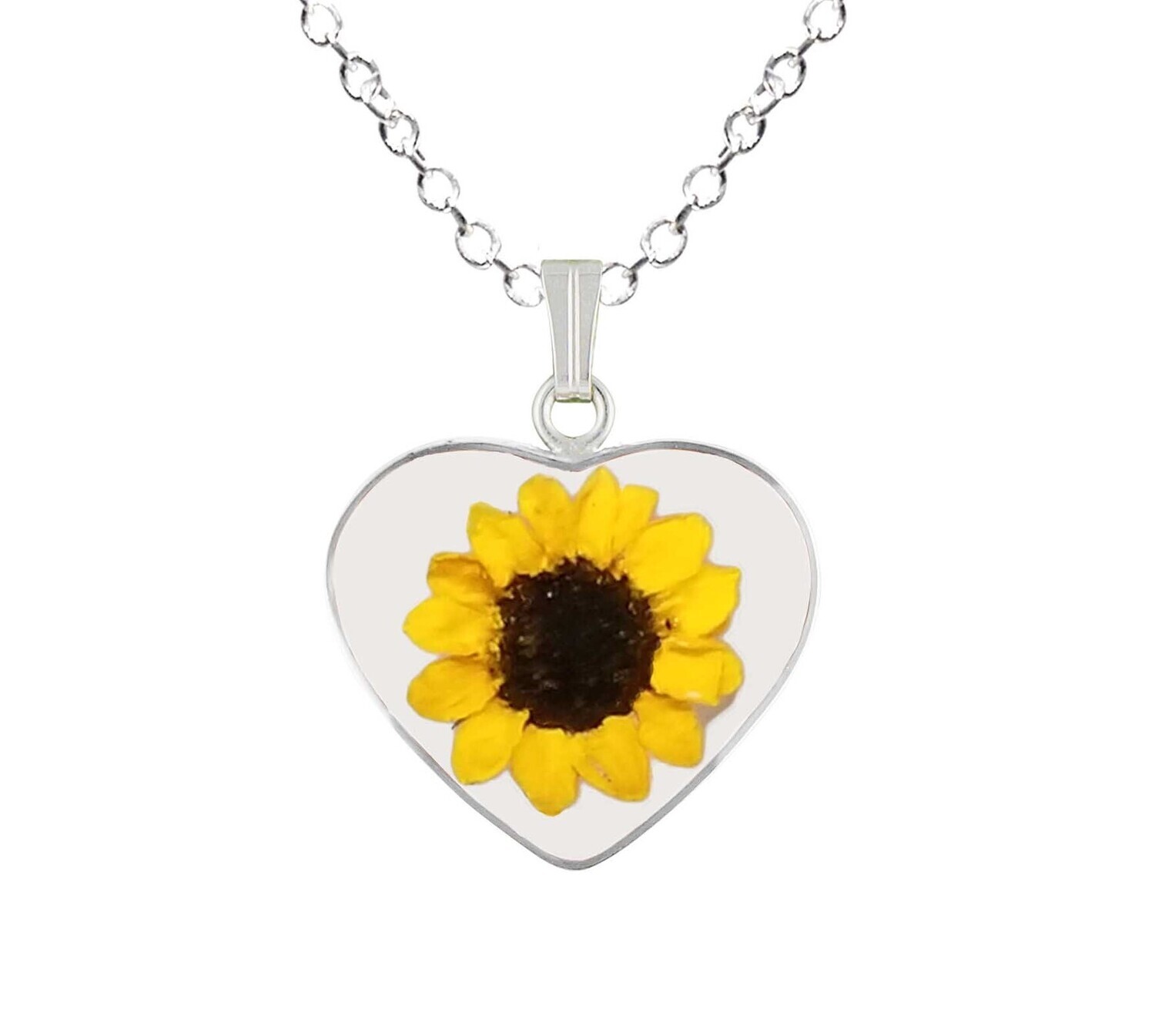 Sunflower Necklace, Medium Heart, Transparent Sunflower Necklace, Medium Heart, Transparent