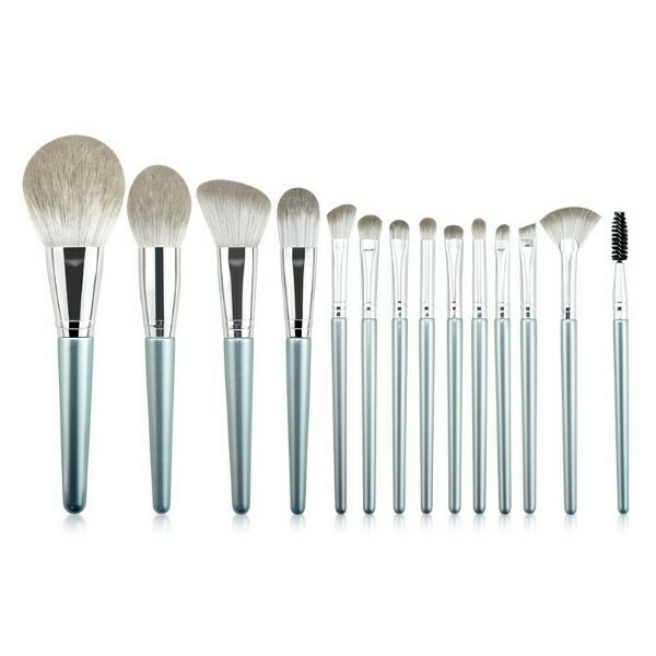 14pcs Blue Makeup Brush Set Luxury-Softest Synthetic Hair