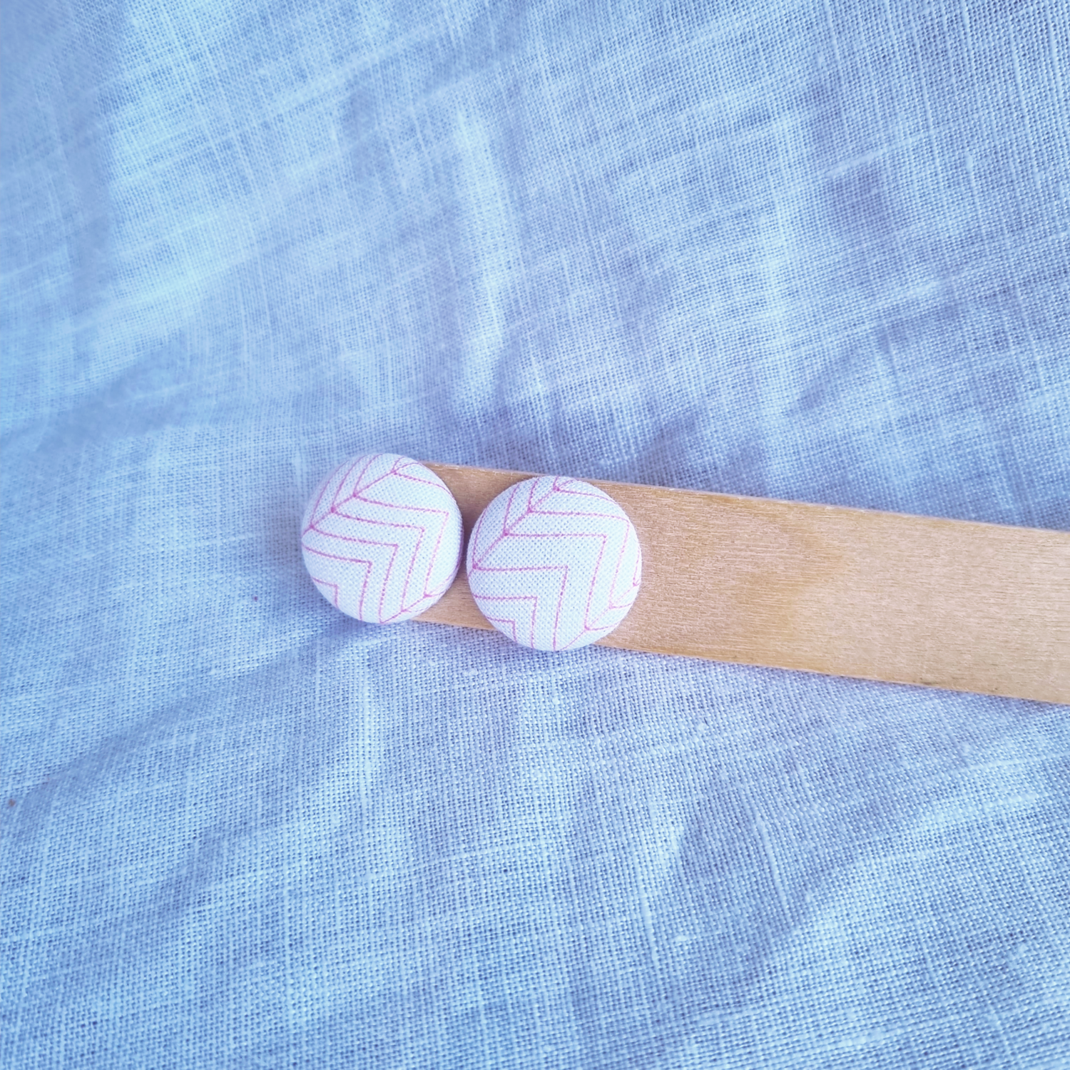Pink and white chevron studs