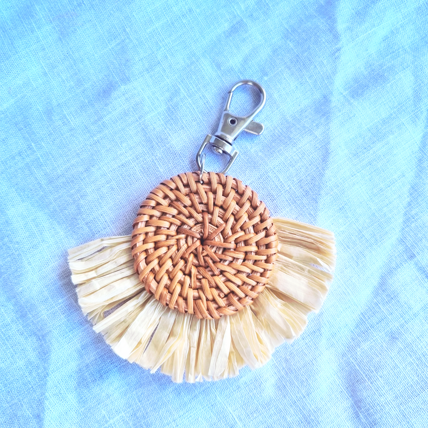 Rattan Key chain with Natural fringe