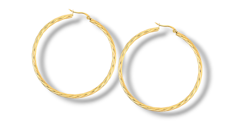 Aros Twister acero dorado 40mm.