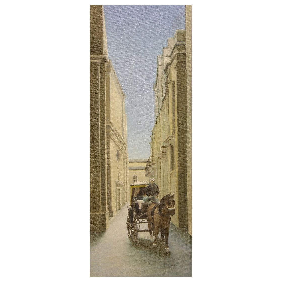  Original oil painting of an Mdina street with a horse and carriage