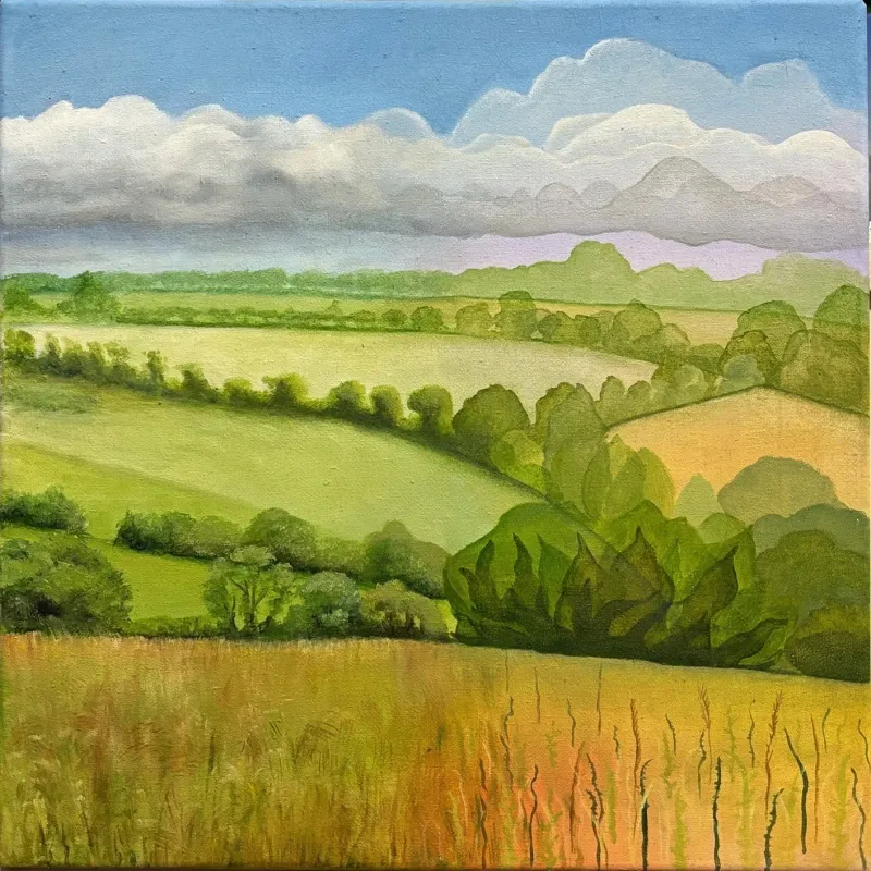 Original oil painting that transitions from realist to abstract on a single canvas