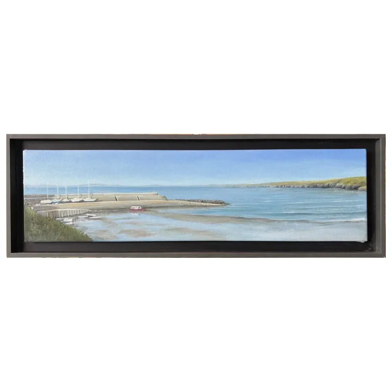 The view of New Quay harbour as seen from the top of the hill
