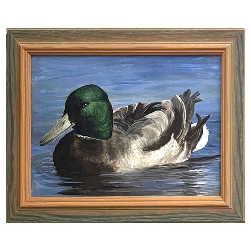 A detailed acrylic painting of a Mallard duck