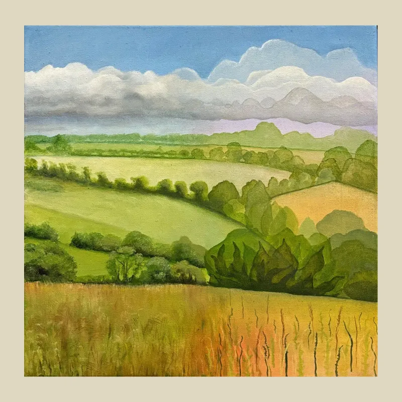 Original oil painting that transitions from realist to abstract on a single canvas