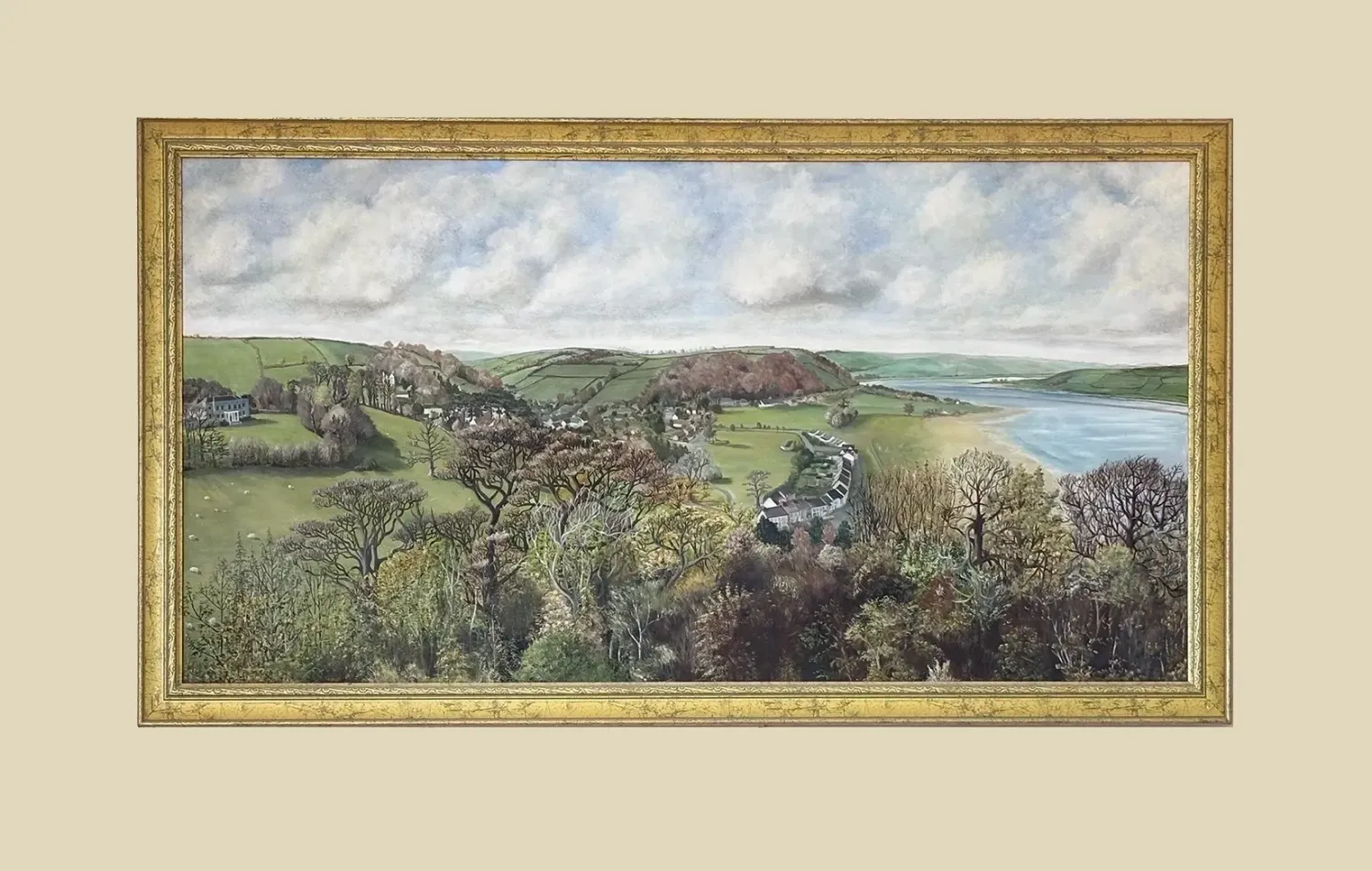 the view from Llanstephan Castle looking north over Llanstephan village 