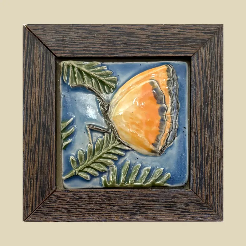 Butterfly on Fern 187 Framed butterfly on fern ceramic tile