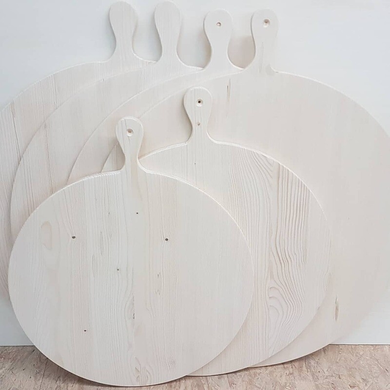 Oma's Kuchendeckel,   rund ca. 80 cm  Fichte Massivholz mit Buche-Gratleisten