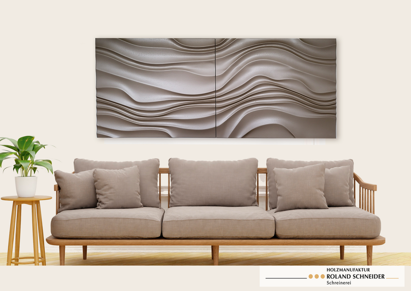 Reliefbild, Esche-Massivholz, Effektlackierung Reliefbild, Esche-Massivholz, Effektlackierung