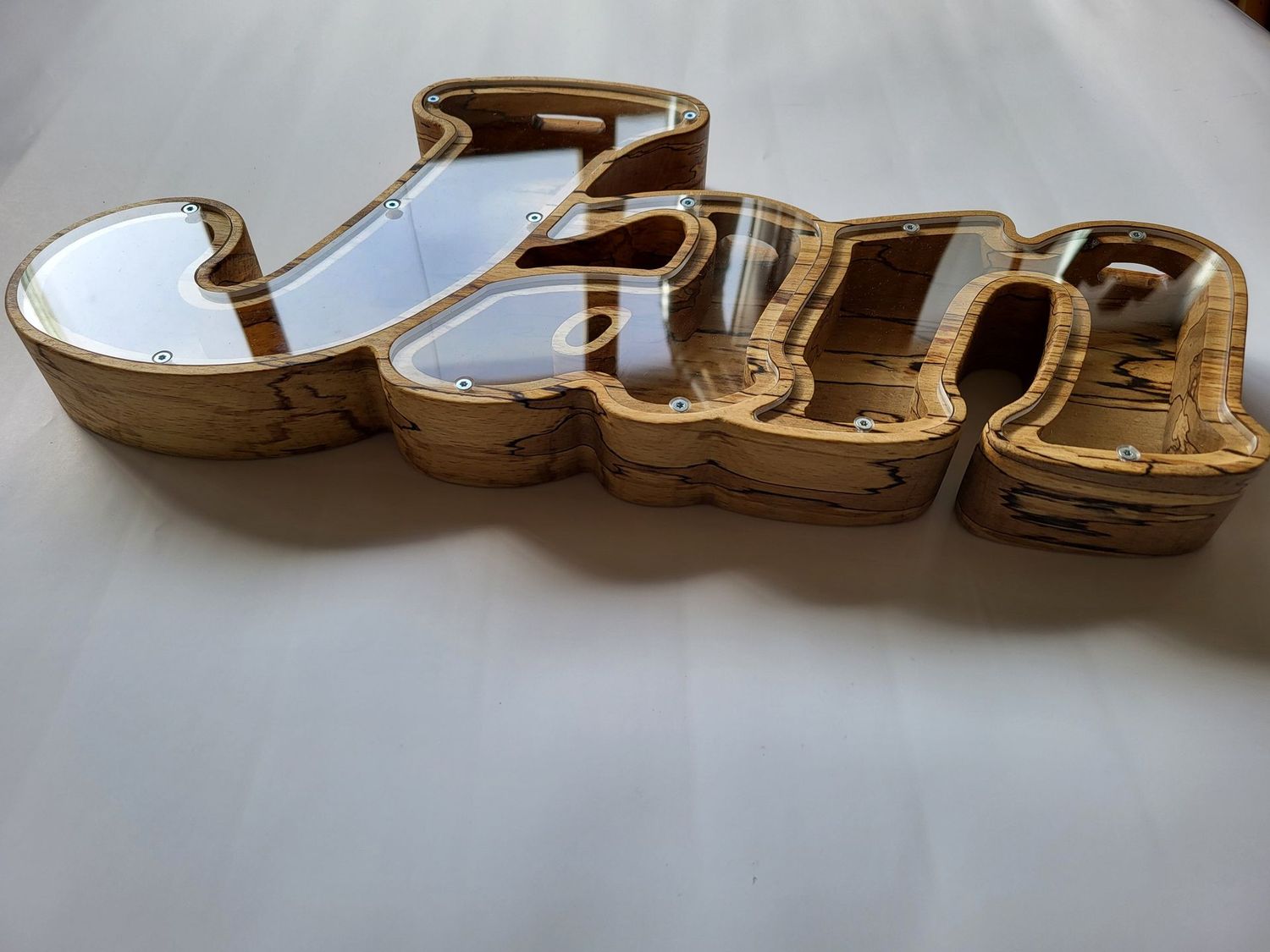 Spardose als Schriftzug, Holzart "Eisbuche"